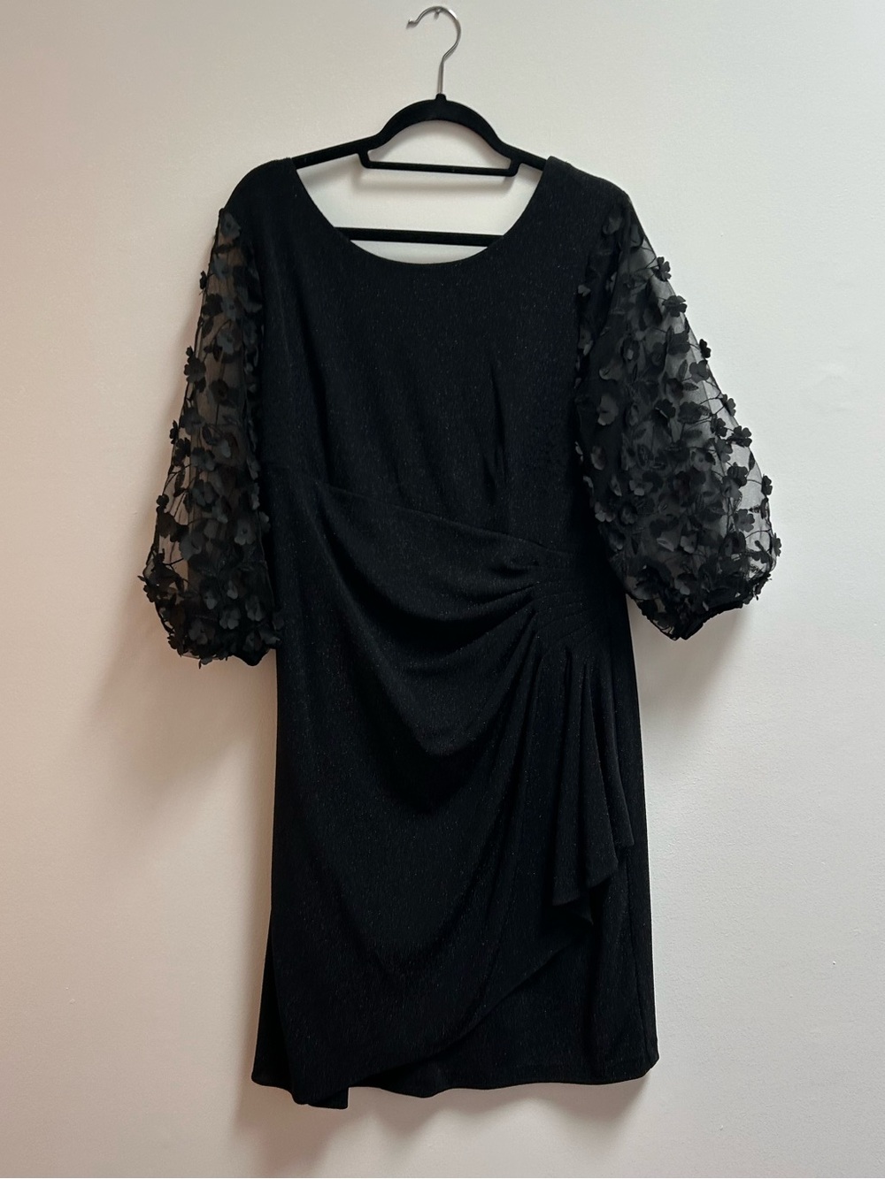 Alex Evenings Black Puff-Sleeve Mini Dress